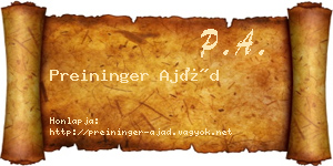 Preininger Ajád névjegykártya